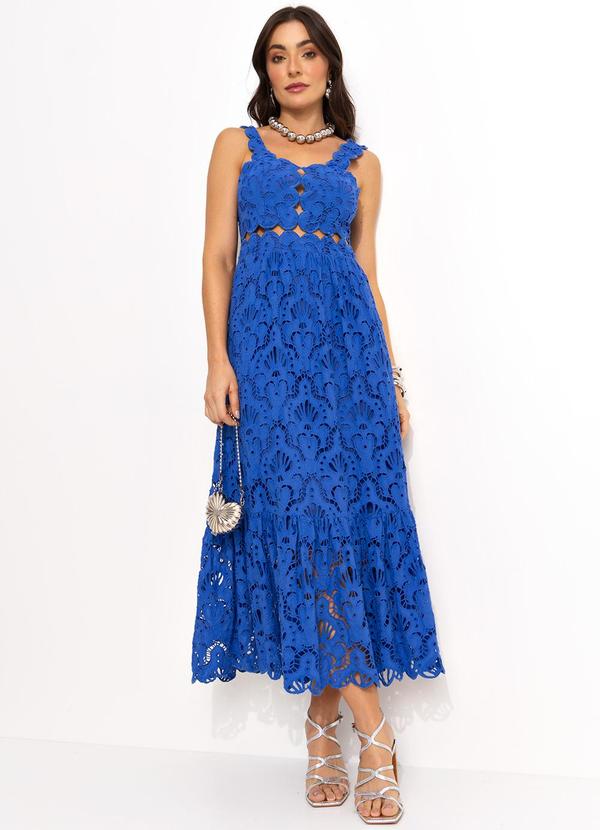 Farm - Vestido Cropped Laise Azul