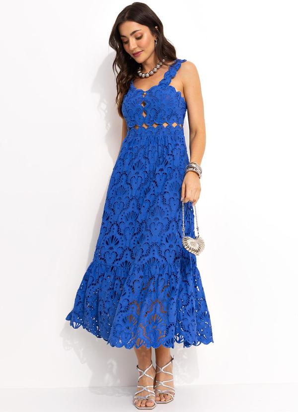 Farm - Vestido Cropped Laise Azul 3