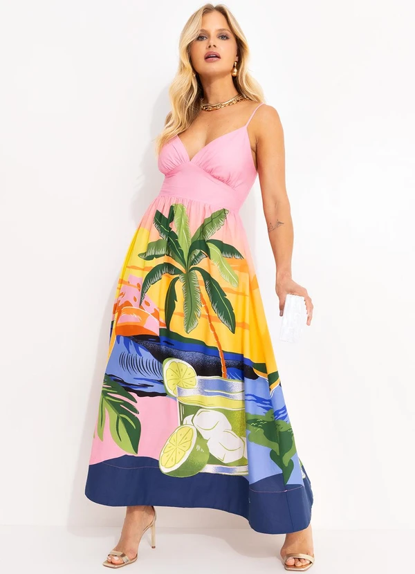 Farm - Vestido Cropped Latina Rosa