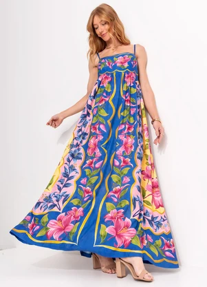 Farm - Vestido Cropped Lena Azul - FARM