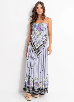 Farm - Vestido Cropped Lenço Alina Azul - FARM