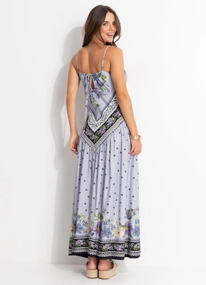 Farm - Vestido Cropped Lenço Alina Azul - FARM