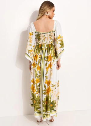 Farm - Vestido Cropped Lenço em Viscose Off White - FARM