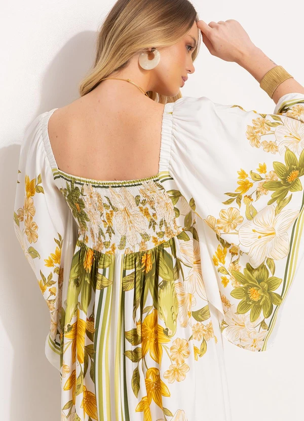 Farm - Vestido Cropped Lenço em Viscose Off White 4