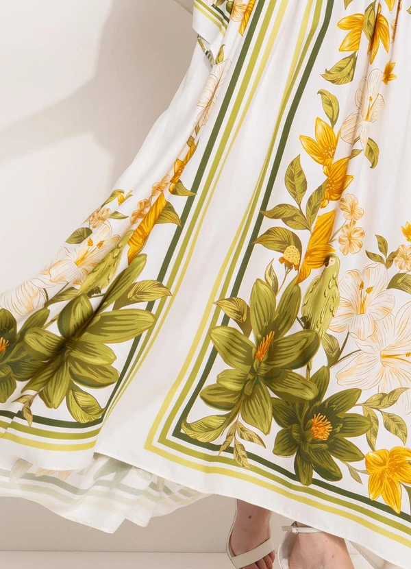 Farm - Vestido Cropped Lenço em Viscose Off White 8