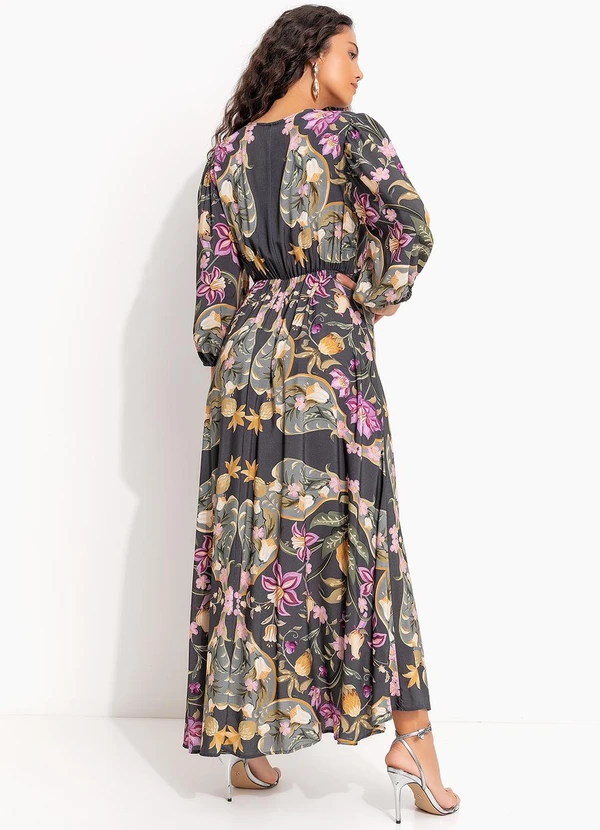 Farm - Vestido Cropped Lenço Floral Talita Cinza 2