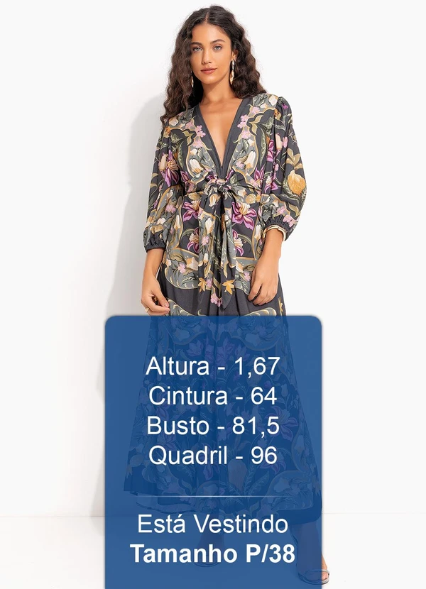 Farm - Vestido Cropped Lenço Floral Talita Cinza 5