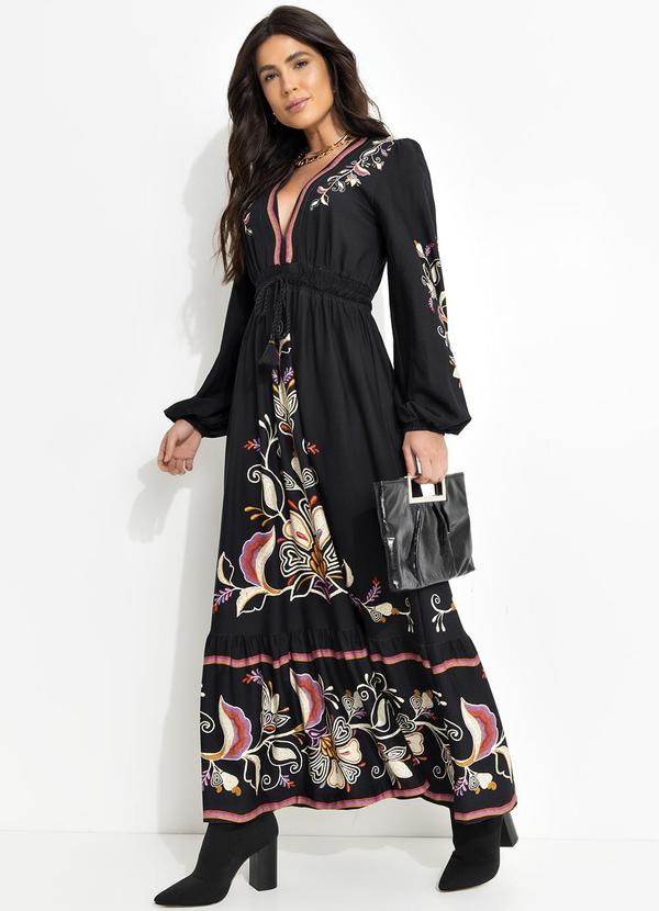 Farm - Vestido Cropped Lenço Lia Preto