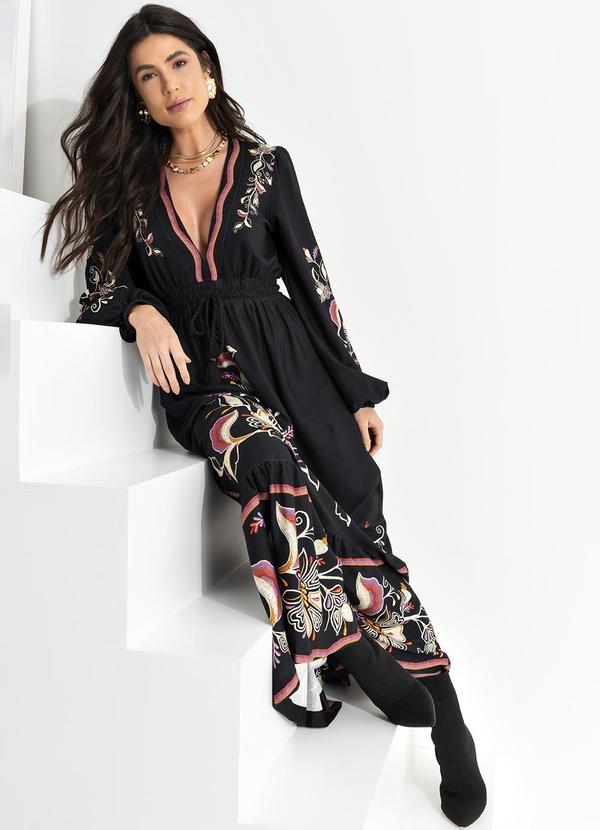 Farm - Vestido Cropped Lenço Lia Preto 3