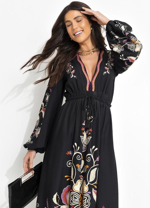 Farm - Vestido Cropped Lenço Lia Preto 5