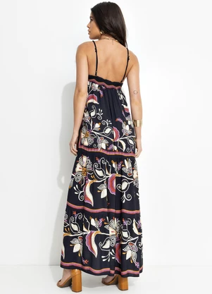 Farm - Vestido Cropped Lenço Lia Preto - FARM