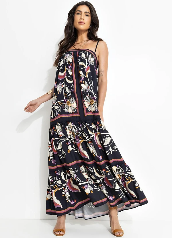 Farm - Vestido Cropped Lenço Lia Preto