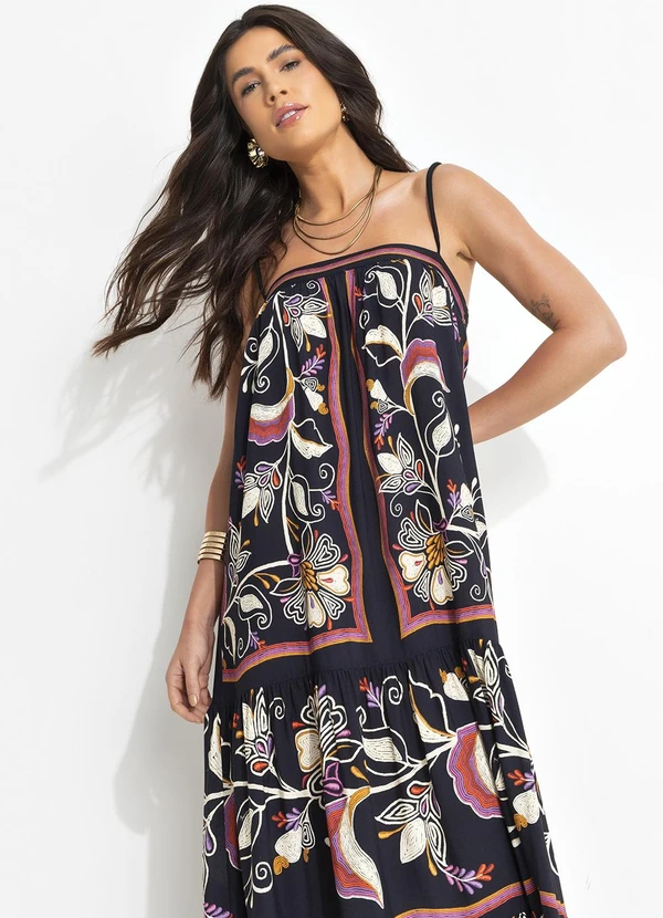 Farm - Vestido Cropped Lenço Lia Preto 4