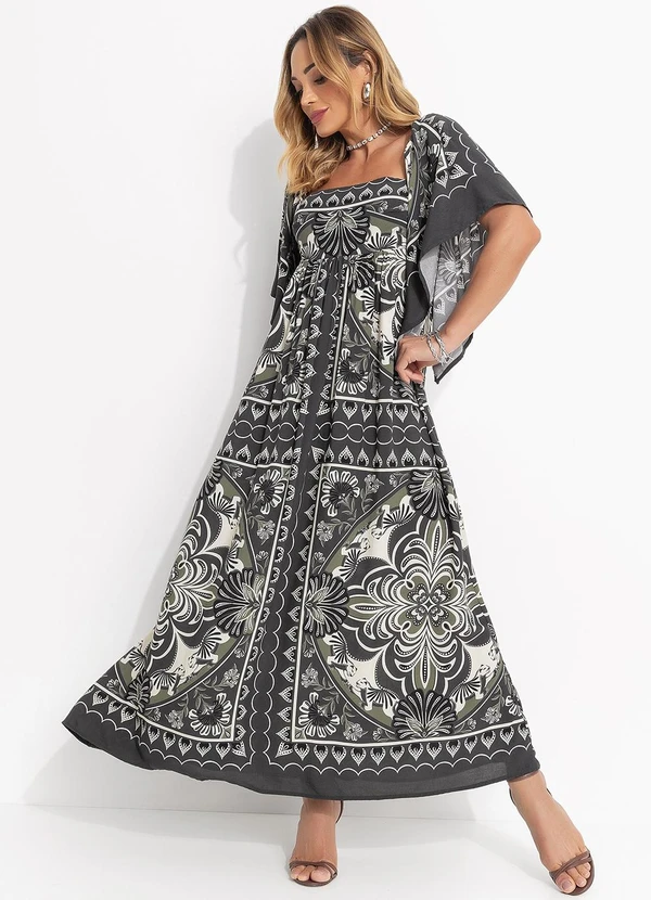 Farm - Vestido Cropped Lenço Onça Mística Verde 3