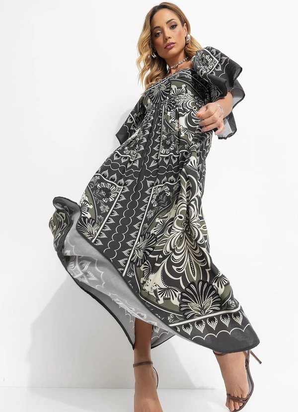 Farm - Vestido Cropped Lenço Onça Mística Verde 4