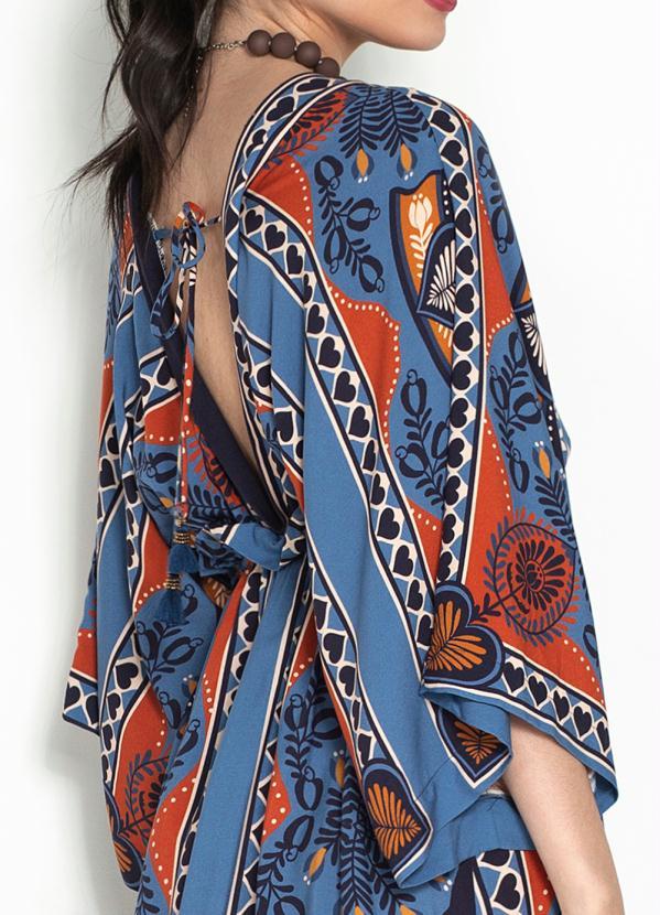 Farm - Vestido Cropped Lenço Paixão Viscose Azul 4