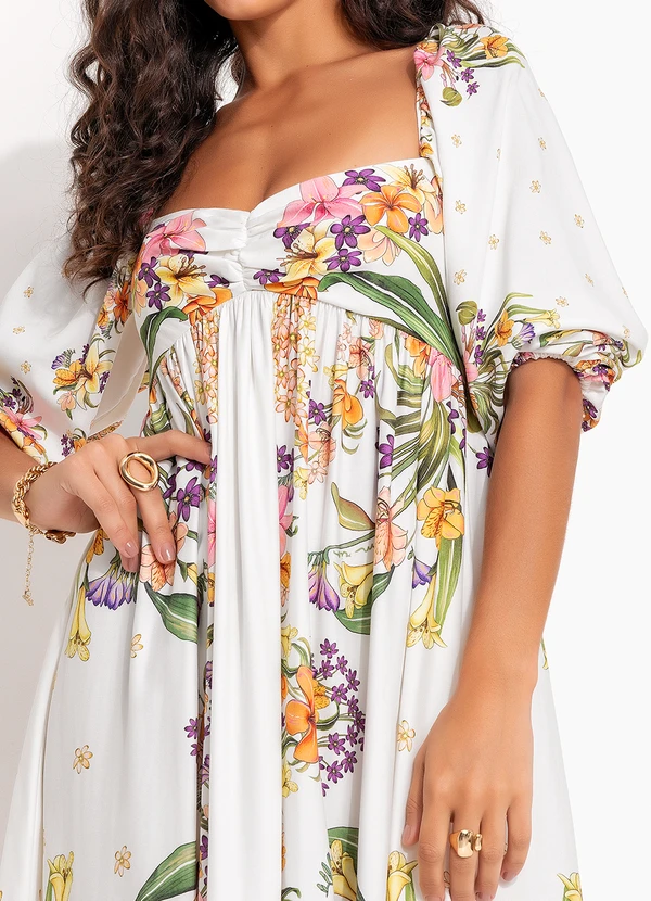 Farm - Vestido Cropped Lenço Pássaro em Flor Off White 7