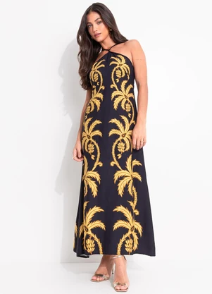 Farm - Vestido Cropped Lenço Trancoso Preto - FARM