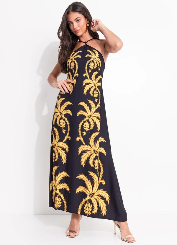 Farm - Vestido Cropped Lenço Trancoso Preto 3