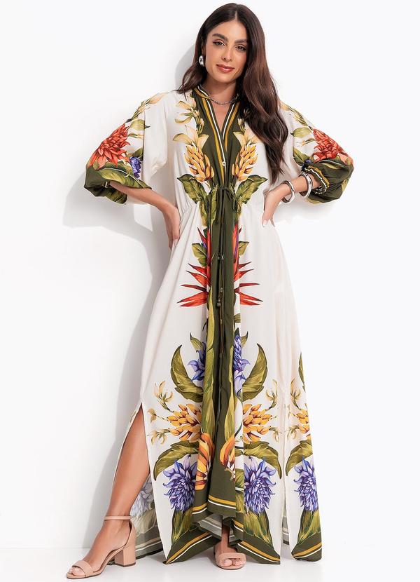 Farm - Vestido Cropped Lenço Tropical Bege 3