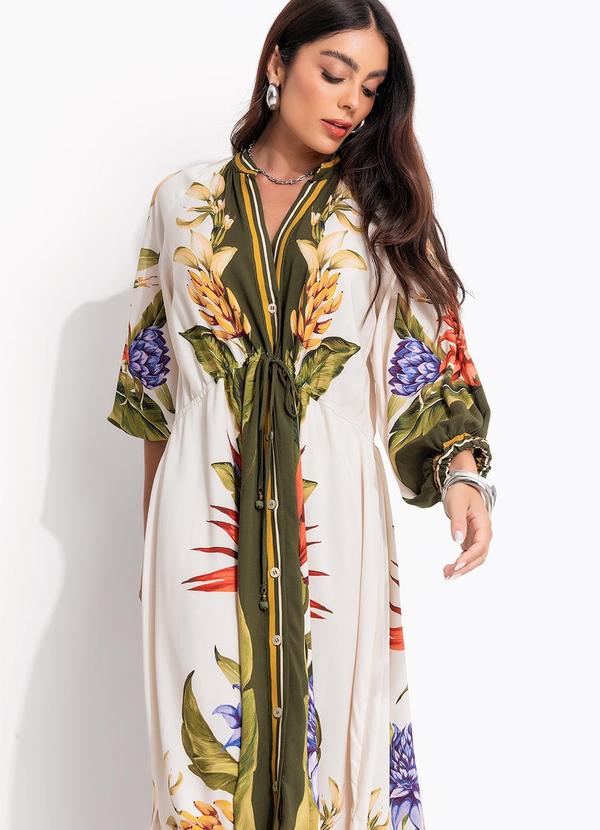 Farm - Vestido Cropped Lenço Tropical Bege 5