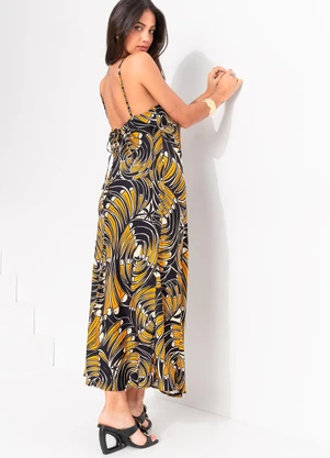 Farm - Vestido Cropped Leque de Tucanos Preto - FARM