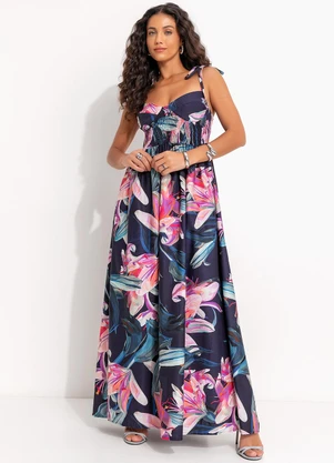 Farm - Vestido Cropped Lilia Azul - FARM