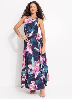 Farm - Vestido Cropped Lilia Azul - FARM