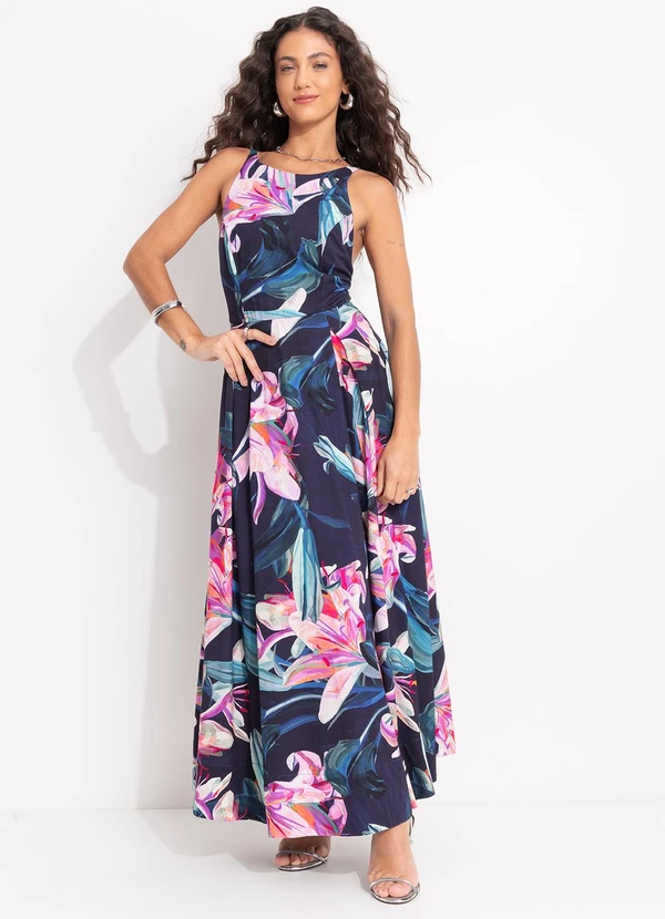 Farm - Vestido Cropped Lilia Azul