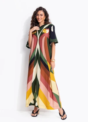 Farm - Vestido Cropped Listra Arara Amarelo - FARM