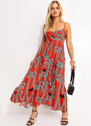 Farm - Vestido Cropped Logotuca Vermelho - FARM