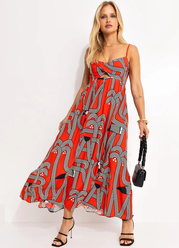 Farm - Vestido Cropped Logotuca Vermelho