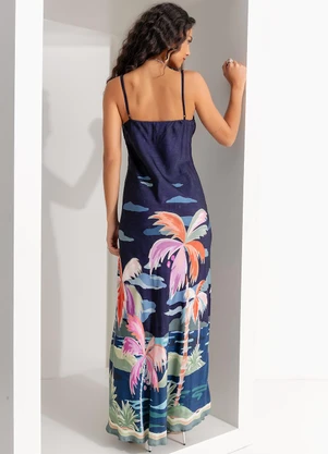 Farm - Vestido Cropped Luar Azul - FARM