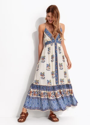 Farm - Vestido Cropped Luna Bege - FARM