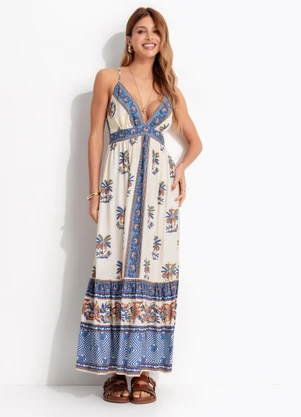 Farm - Vestido Cropped Luna Bege - FARM