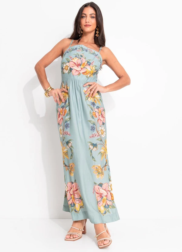 Farm - Vestido Cropped Maira Azul