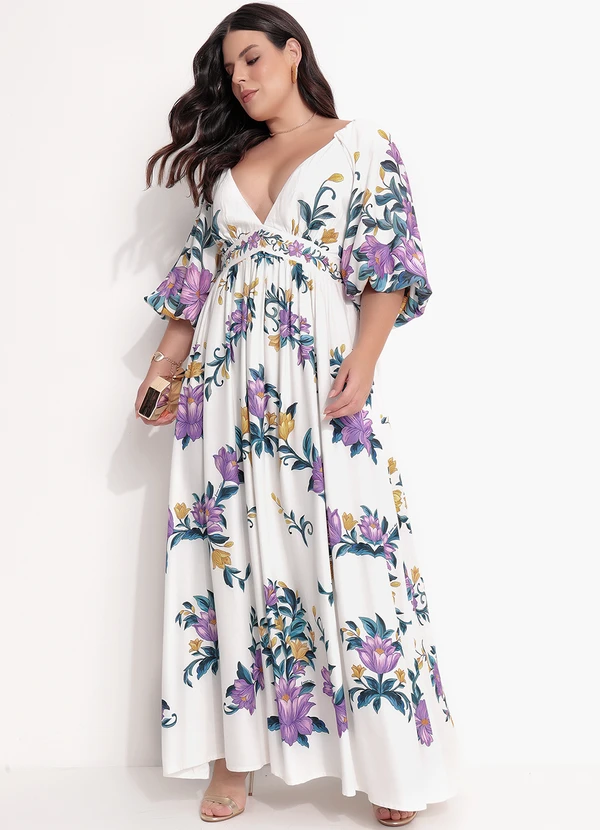 Farm - Vestido Cropped Manga Floral Sicilia Off White 7