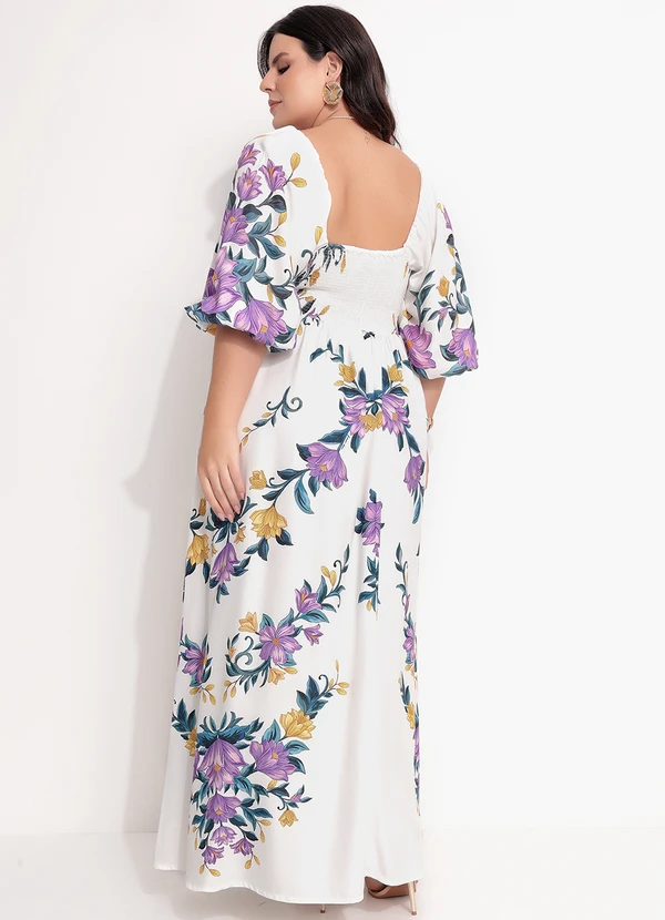 Farm - Vestido Cropped Manga Floral Sicilia Off White 8