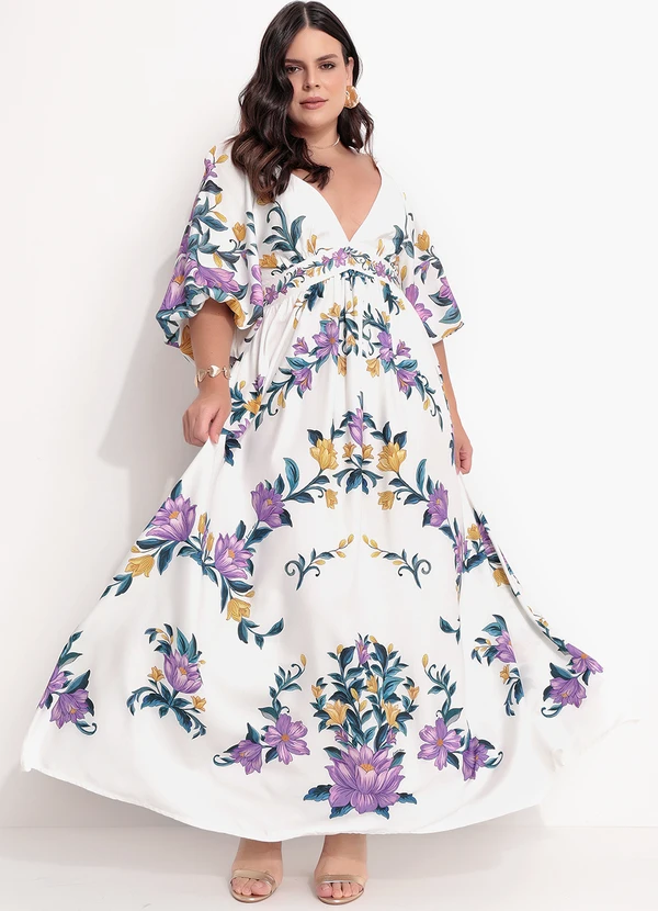 Farm - Vestido Cropped Manga Floral Sicilia Off White 9