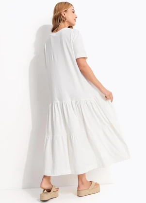 Farm - Vestido Cropped Marias Drink Pintado Off White - FARM