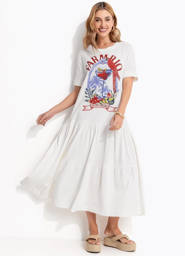 Farm - Vestido Cropped Marias Drink Pintado Off White 3