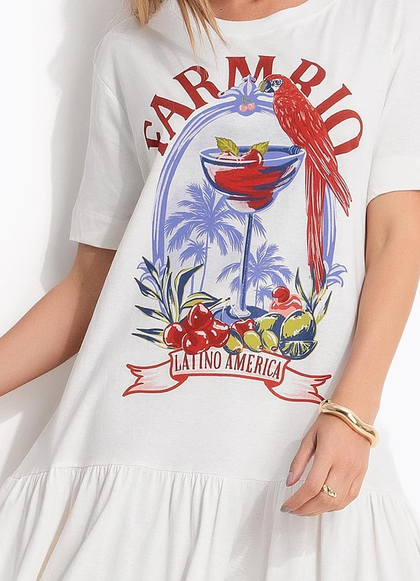 Farm - Vestido Cropped Marias Drink Pintado Off White 5
