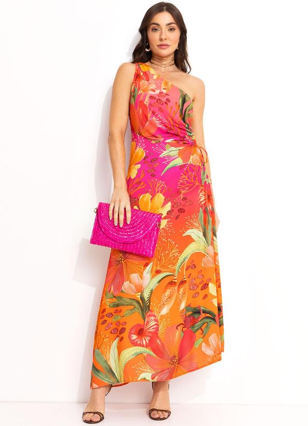 Farm - Vestido Cropped Ombro Só em Viscose Laranja