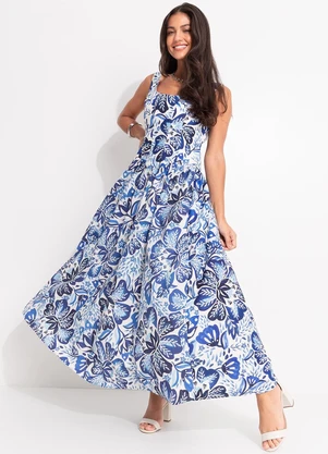 Farm - Vestido Cropped Paraiso de Flor Azul - FARM