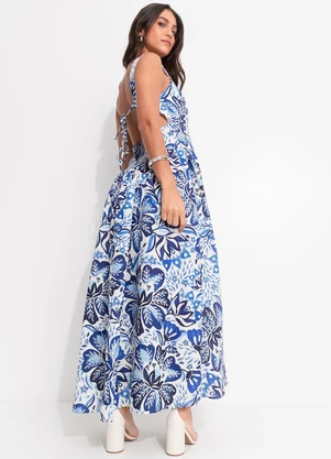 Farm - Vestido Cropped Paraiso de Flor Azul - FARM