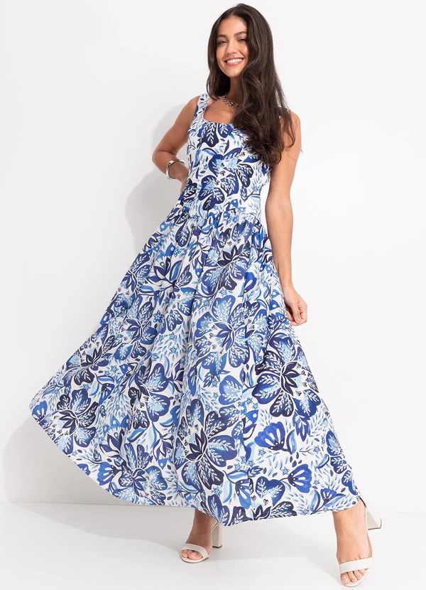 Farm - Vestido Cropped Paraiso de Flor Azul