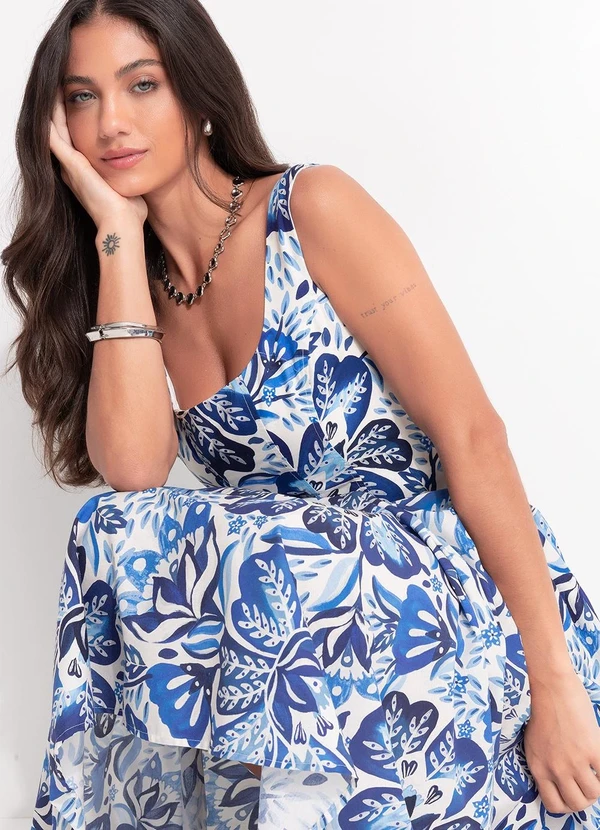 Farm - Vestido Cropped Paraiso de Flor Azul 4