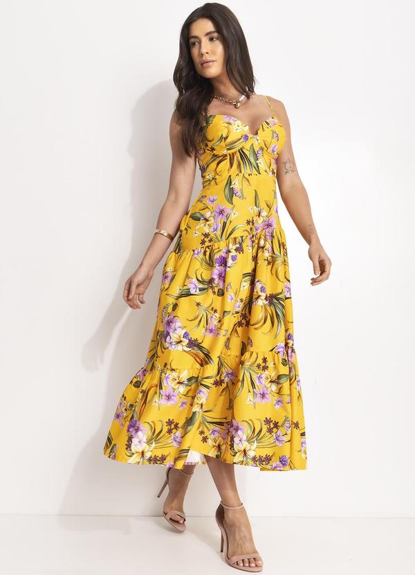 Farm - Vestido Cropped Pássaro em Flor Amarelo 3