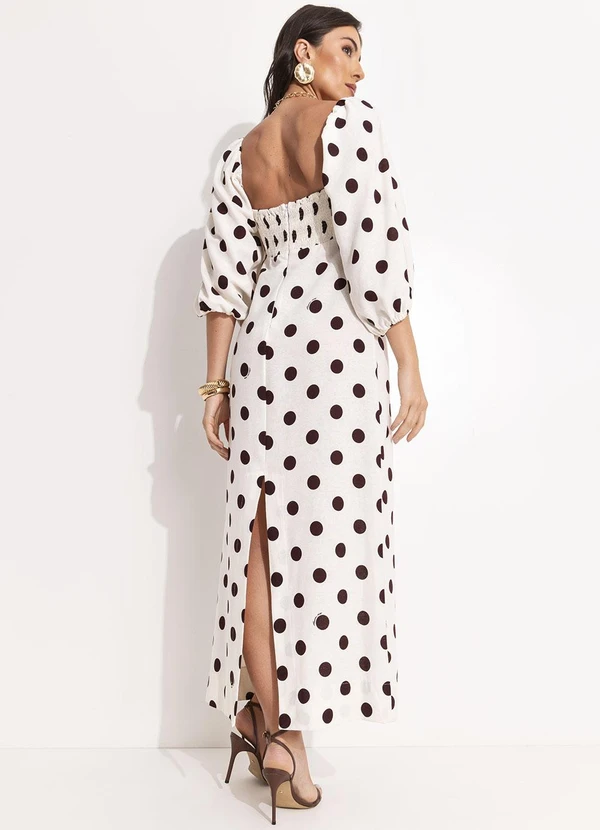 Farm - Vestido Cropped Poá Bege 2