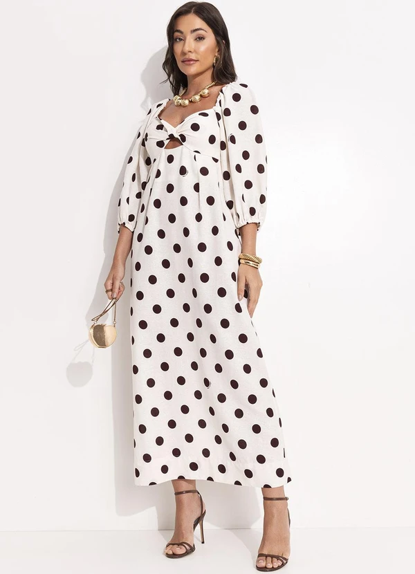 Farm - Vestido Cropped Poá Bege 3